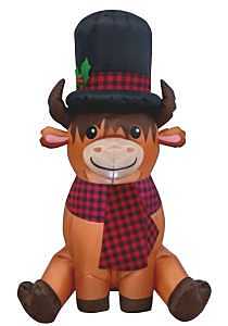 Santas Forest 4‑Foot Christmas Inflatable – Highlander Cow Theme