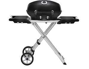 Napoleon TravelQ Pro PRO285X-BK Gas Grill with Scissor Cart, 12,000 Btu, Propane, 2-Burner, Stainless Steel Body