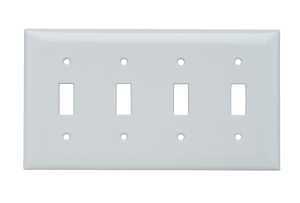 Pass & Seymour Wall Plate, 4-Toggle Opening, Urea, White