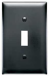 Pass & Seymour TradeMaster TP TP1BKCC15 Wallplate, 4.6875 in L, 2.937 in W, 1 -Gang, Nylon, Black