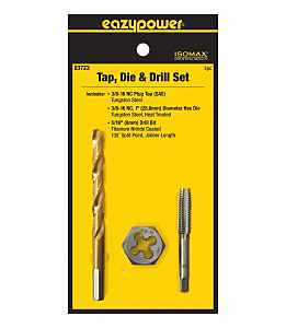 Eazypower 3‑Piece Tungsten Steel Tap, Die & Titanium‑Coated Drill Set