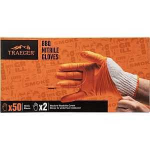 Traeger BAC824 Premium BBQ Gloves Kit – Orange Cotton & Nitrile Hand Protection