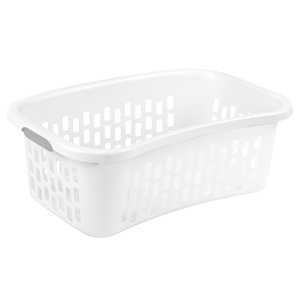 Sterilite HipHold 1.5‑Bushel Plastic Laundry Basket – White, Easy‑Carry Design