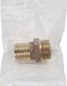 Bronze 1½‑in Hex Adapter – Barbed to MIP, 150 psi, 3‑in Length