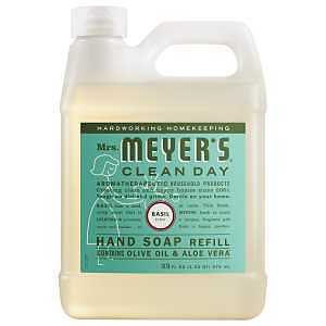 Mrs. Meyer's 14163 Hand Soap Refill, Liquid, Colorless, Basil, 33 oz Jug