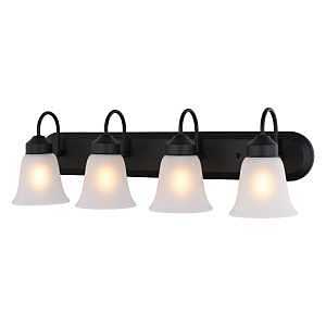 30‑Inch Matte Black & White Vanity Light with 4 LED Bulbs