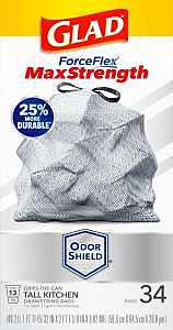 Glad ForceFlex MaxStrength 13‑Gallon Heavy‑Duty Drawstring Trash Bags
