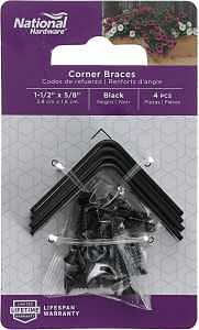 National Hardware 1½‑Inch Black Powder‑Coated Steel Corner Bracket – Heavy‑Duty Support