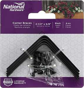 National Hardware Powder-Coated Steel Corner Brace – 2.5 in L x 5/8 in W (N275-704)