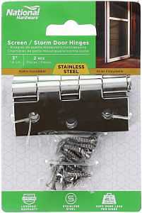 Stainless Steel 45‑lb Surface‑Mount Screen & Storm Door Hinge – Tight‑Pin, 3×2.5 in, Left/Right