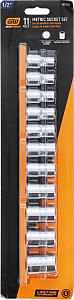 GearWrench 80702 Premium Metric Socket Collection – 13‑Piece 1/2‑in Drive with Chrome Finish