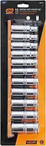 GearWrench 10‑Piece Metric Deep Socket Set – 1/2" Drive, Alloy Steel Chrome Finish