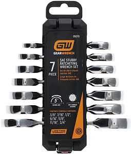 GearWrench 9507D 7‑Piece Ratcheting Wrench Set – Alloy Steel, Chrome Finish