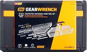 GearWrench 232‑Piece Chrome Mechanics Tool Set – 1/4 & 3/8 Drive, SAE & Metric