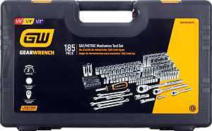 GearWrench 185‑Piece Professional Mechanic Hand Tool Kit – Chrome Steel 1/4‑, 3/8‑ & 1/2‑in Drives