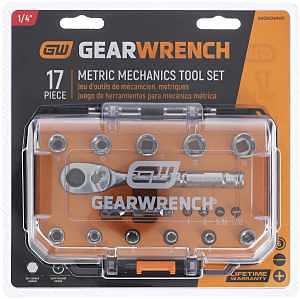 GearWrench 17‑Piece Chrome Metric Mechanics Tool Set – 1/4‑in Drive with 72‑Tooth Ratchet