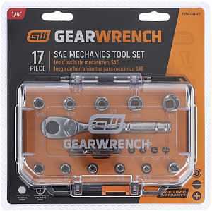 GearWrench GWSWS14SAE17 17-Piece Chrome Mechanics Tool Set with 1/4" Drive