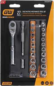GearWrench 27‑Piece Chrome Steel Mechanics Hand Tool Set – 1/4‑in Drive