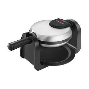Black+Decker WM1404S Belgian Flip Waffle Maker, 6-3/4 in Waffle, 2-Waffles, 800 W, Black/Silver