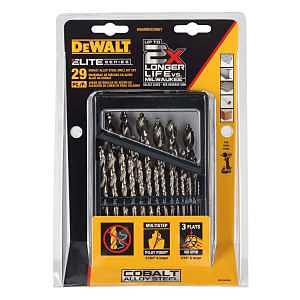 DEWALT Elite Series 29‑Piece Cobalt Pilot‑Point Drill Bit Set – Premium Hard‑Metal Cutting
