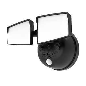 Halo SEC2HSBATMBLK 10W Dual‑Head Battery‑Powered LED Security Floodlight – 1239 lm, Polycarbonate, Matte Black