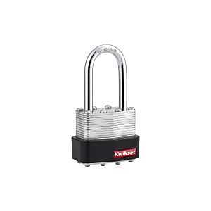 Kwikset 90260-104 Heavy-Duty Steel Padlock – Keyed Different, 0.24" Shackle, Silver Laminated Body
