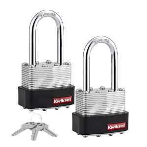 Kwikset 90260-105 Steel Padlock – Keyed Different, Weather‑Resistant, Silver