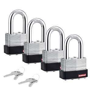Kwikset Heavy-Duty Hardened‑Steel Padlock – 0.37" Shackle, Keyed Alike (4 Keys)