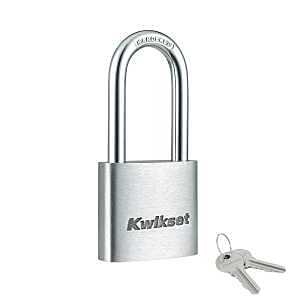 Kwikset Hardened Steel Padlock – Keyed Different, 0.24" Shackle, Silver Aluminum Body