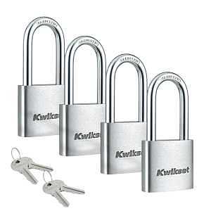 Kwikset Hardened Steel Padlock – Keyed Alike, 0.24" Shackle, 1.5" Height, Aluminum Body