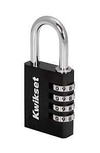 Kwikset Keyless Combination Padlock – Steel Shackle, Aluminum Body, Black Finish