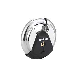 Kwikset Boron Carbide Padlock – Polished Stainless Steel, Keyed Different, Heavy‑Duty Shackle