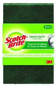 Scotch‑Brite 222 Heavy‑Duty Green Scouring Pad – 6" × 3.8" × 0.8"