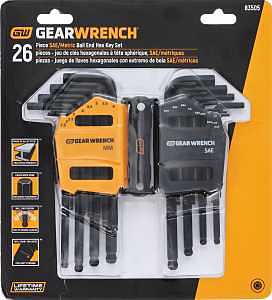GearWrench 26‑Piece Ball‑End Hex Key Set – SAE & Metric Steel Tools
