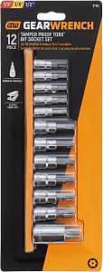 GearWrench 12‑Piece Tamper‑Resistant Torx Bit Socket Set – Chrome‑Finished S2 Steel