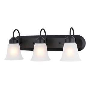 3‑Light Matte Black 24" Vanity Light with Frosted Glass – Modern Bathroom Fixture