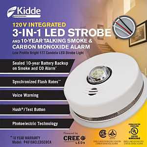TLKNG Dual Smoke & Carbon Monoxide LED Strobe Alarm – Bright Visual Warning System