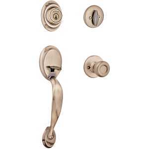 Kwikset Dakota Polished Brass 5‑Pin Handleset with Tylo Knob – SmartKey Re‑keyable