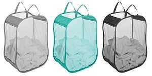 Whitmor Pop‑and‑Fold Collapsible Laundry Bag – 18×11×24 in, Multi‑Color Assortment